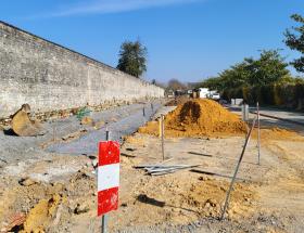 Aire de camping-cars rue Trébucien en travaux à Bayeux