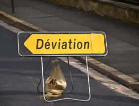 Panneau de travaux à Bayeux