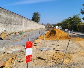 Aire de camping-cars rue Trébucien en travaux à Bayeux