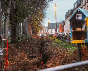 Travaux éclairage public place de Gaulle à Bayeux