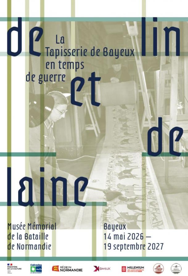 Affiche expo de lin et de laine au Musée Mémorial de la Bataille de Normandie de Bayeux