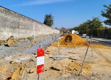 Aire de camping-cars rue Trébucien en travaux à Bayeux