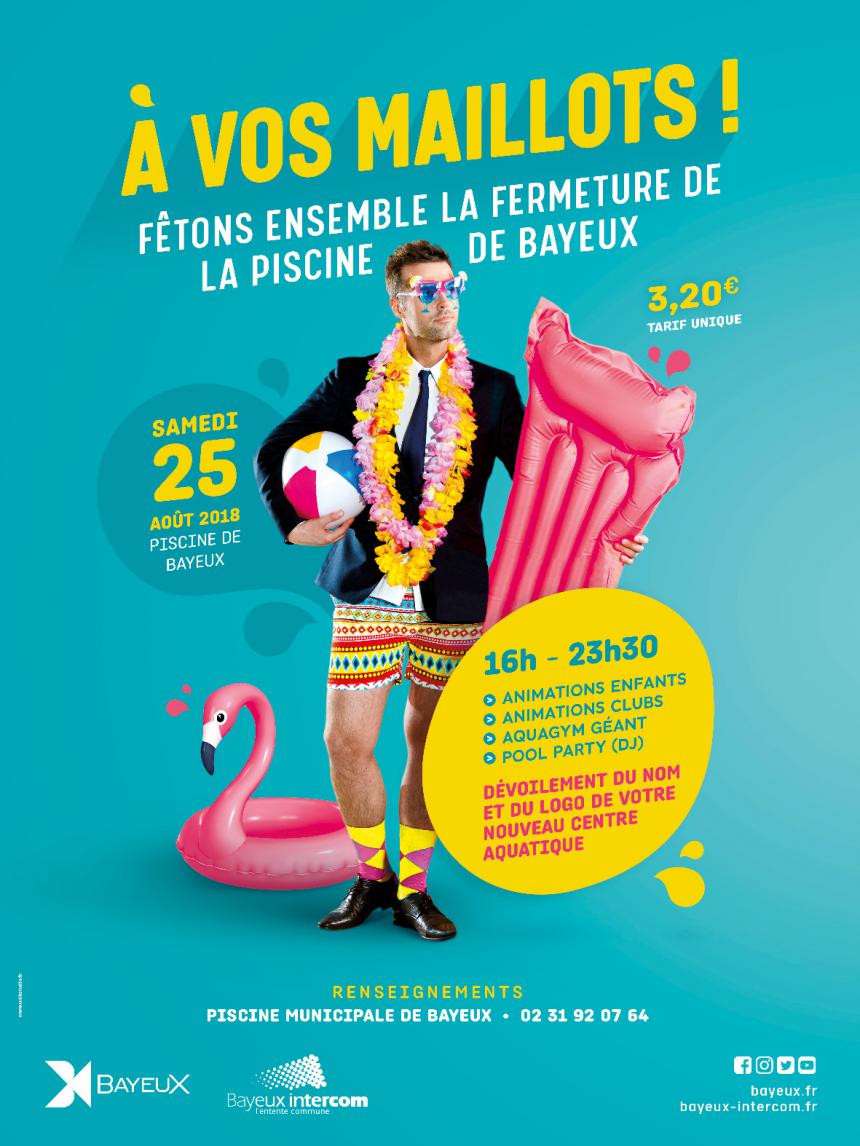 Affiche soirée de fermeture piscine