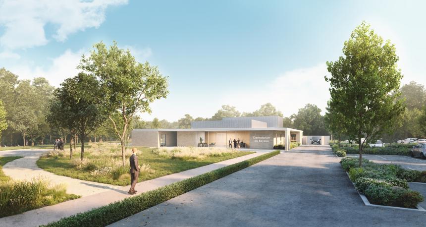 Vue d'architecte du futur crematorium à Bayeux