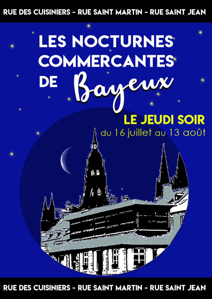 Affiche des nocturnes commerçantes 2020 à Bayeux