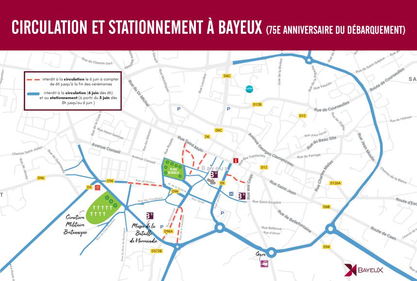 Plan de la circulation le 6 juin 2019 à Bayeux