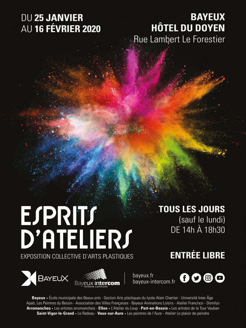 Affiche de l'exposition collective Esprits d'ateliers à Bayeux Affiche de l'exposition collective Esprits d'ateliers à Bayeux