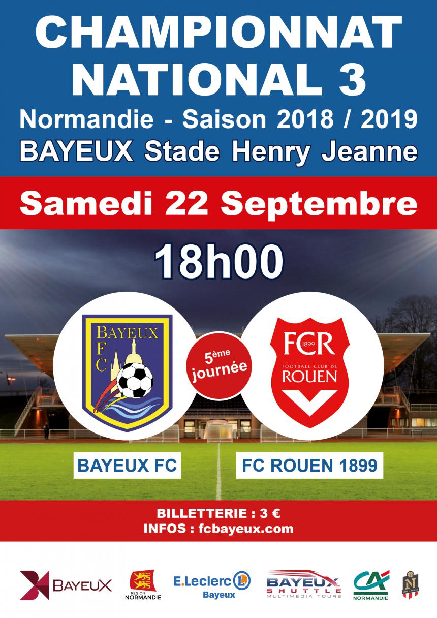 Affiche rencontre Bayeux - Rouen en football