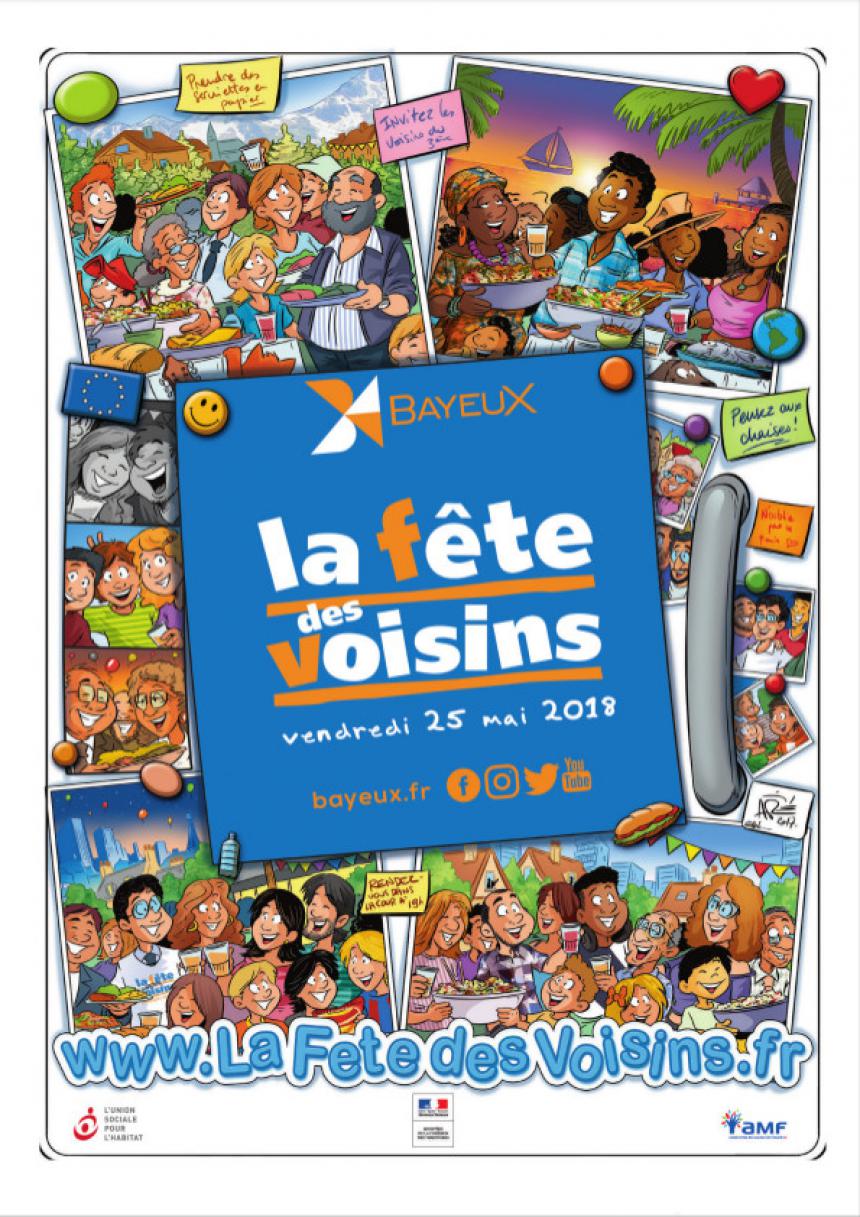 Affiche de la fête des voisins à Bayeux