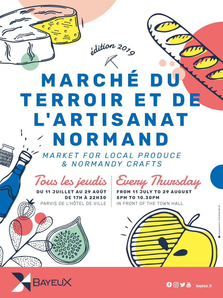 Affiche marché du terroir et de l'artisanat normand à Bayeux en 2019 Affiche marché du terroir et de l'artisanat normand à Bayeux en 2019