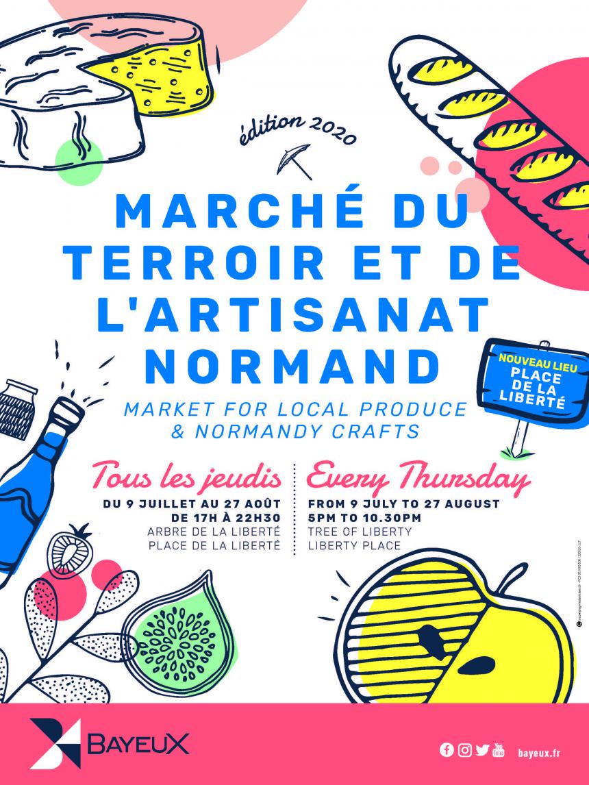 Affiche 2020 des marchés du terroir et de l'artisanat normand à Bayeux