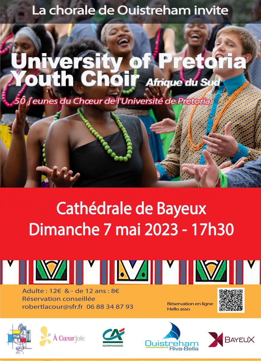 Affiche du Concert du Chœur de Prétoria à Bayeux en mai 2023