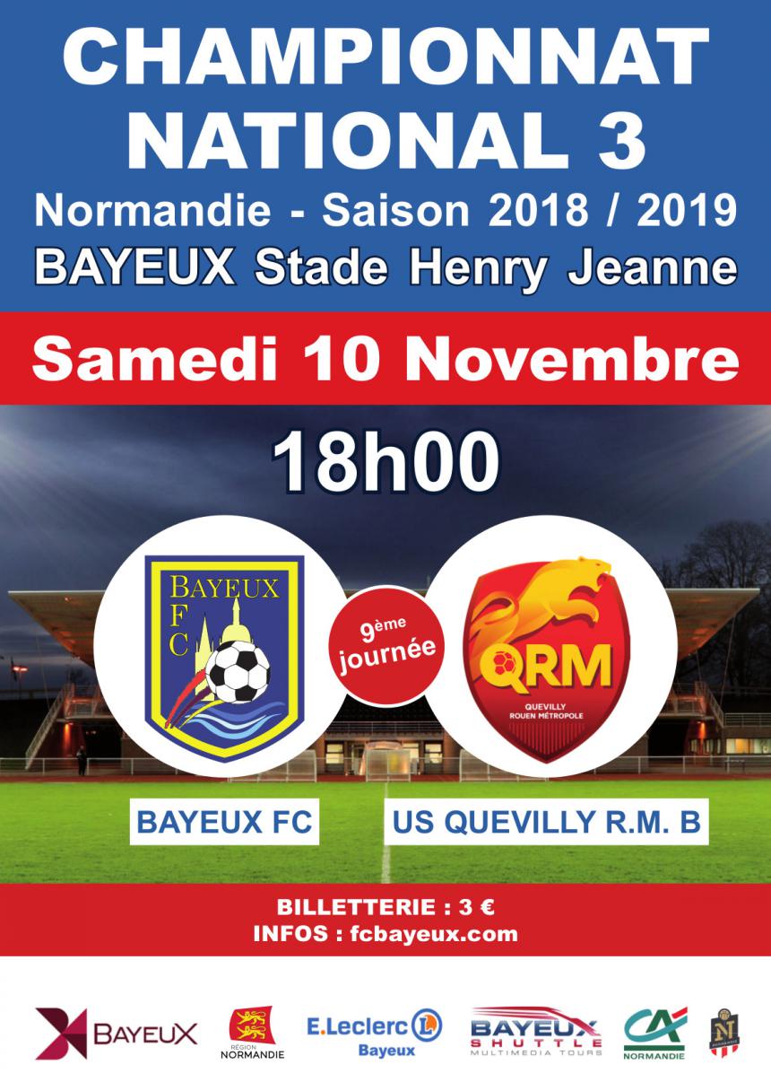 Affiche match de football Bayeux - Quevilly