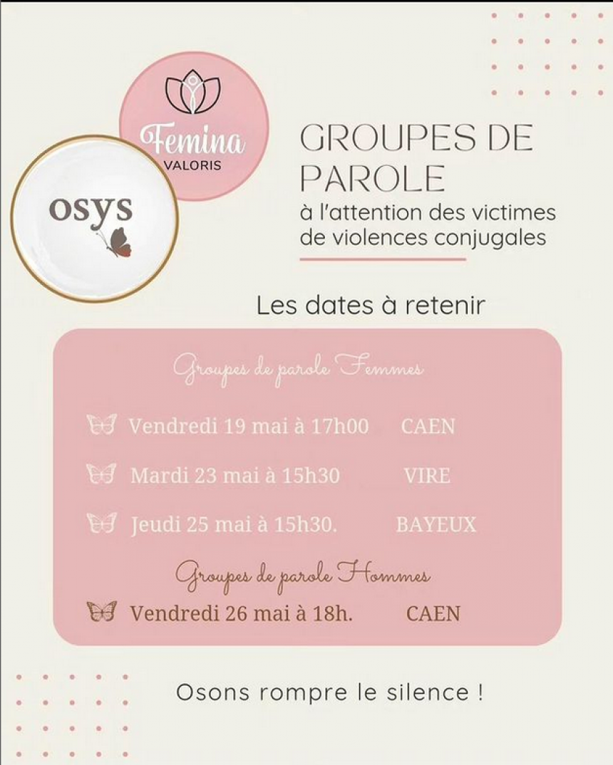 Dates des groupes de parole OSYS14