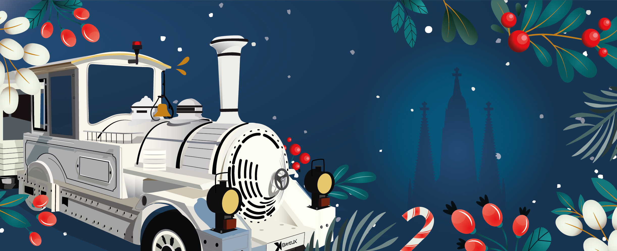Petit train touristique Noël Ville de Bayeux